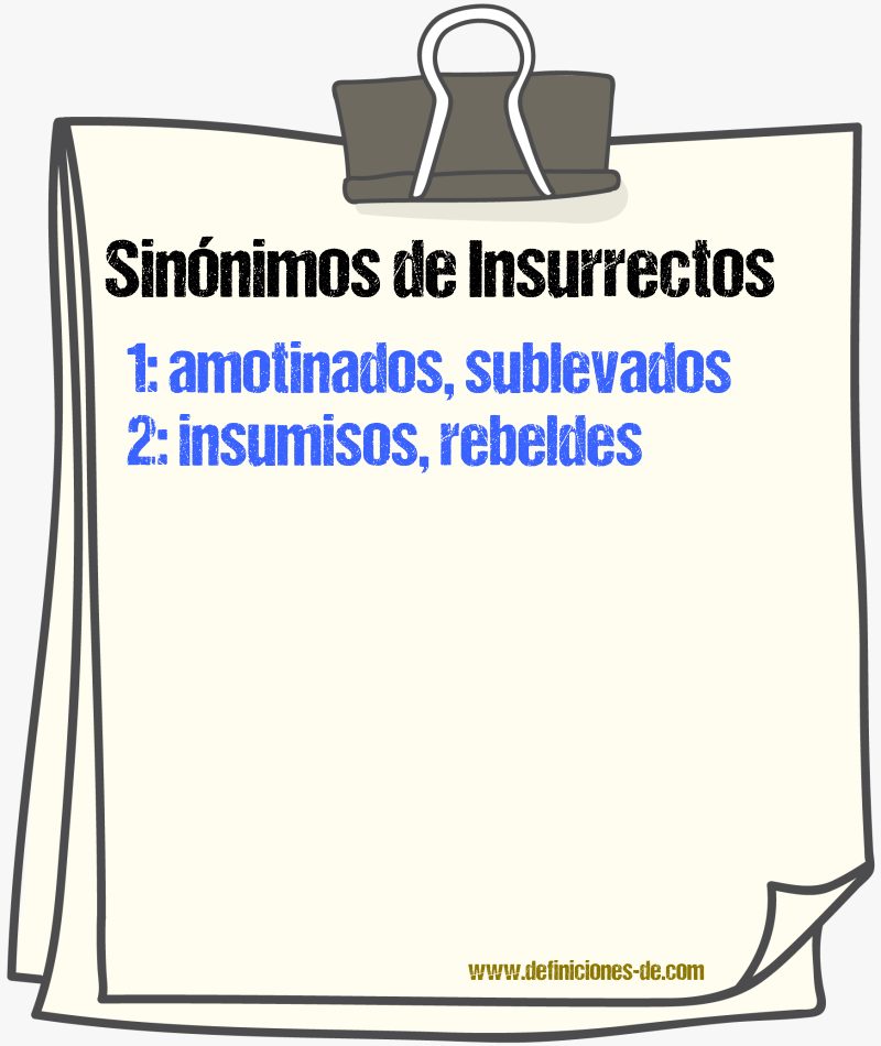 Sinónimos de insurrectos