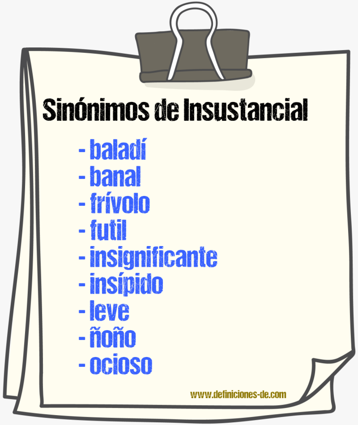 Sinnimos de insustancial