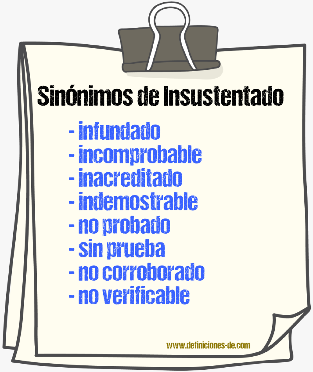 Sinónimos de insustentado