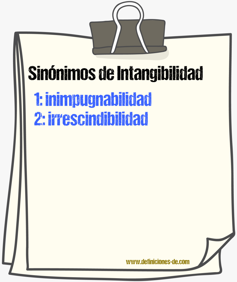 Sinónimos de intangibilidad