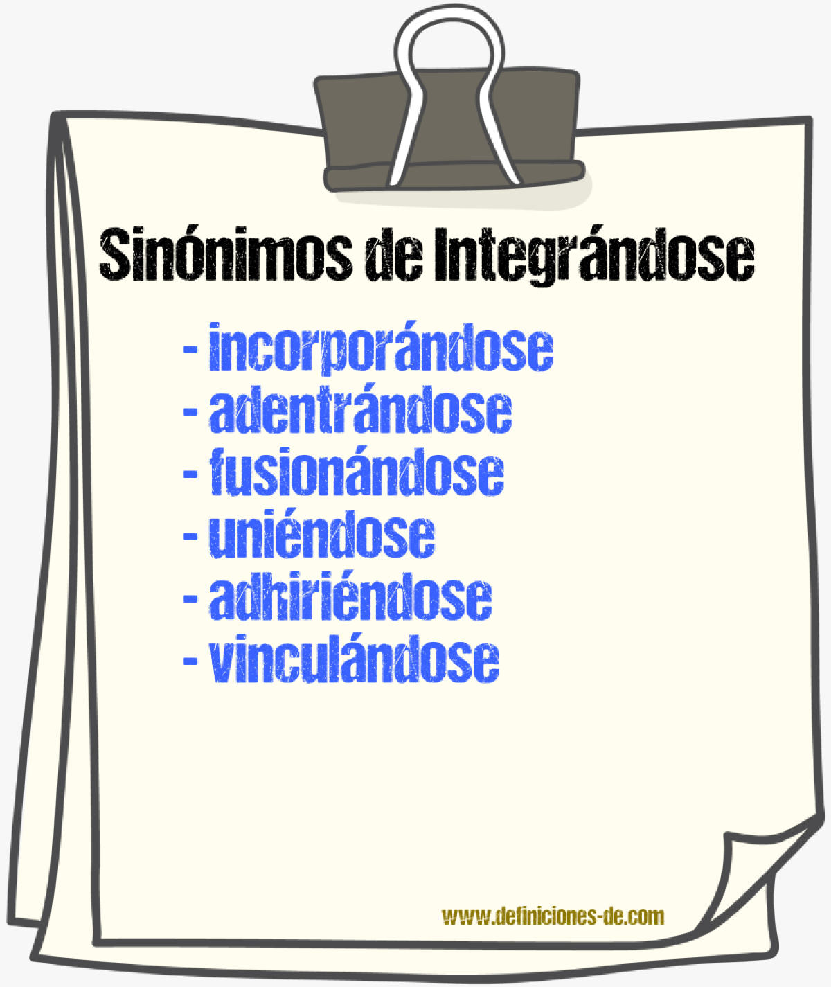 Sinónimos de integrándose