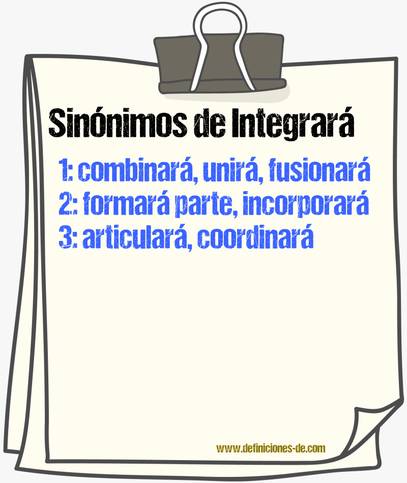 Sinónimos de integrará