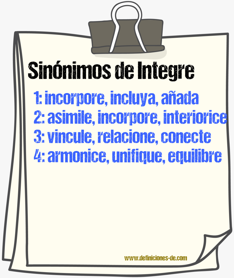 Sinónimos de integre