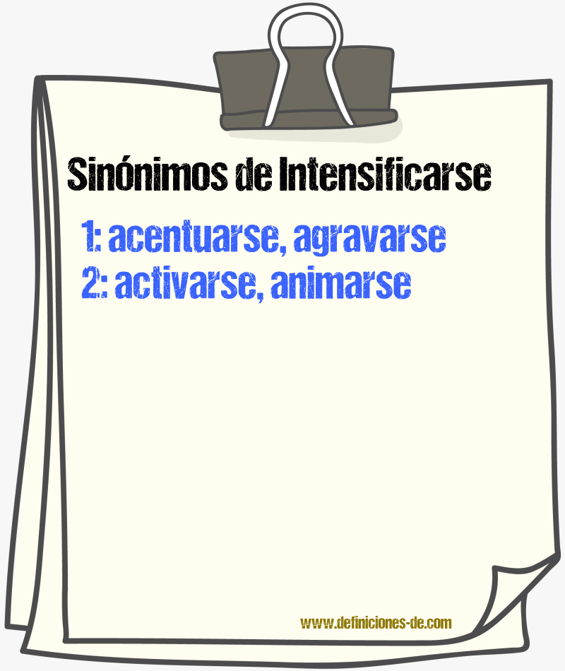 Sinónimos de intensificarse