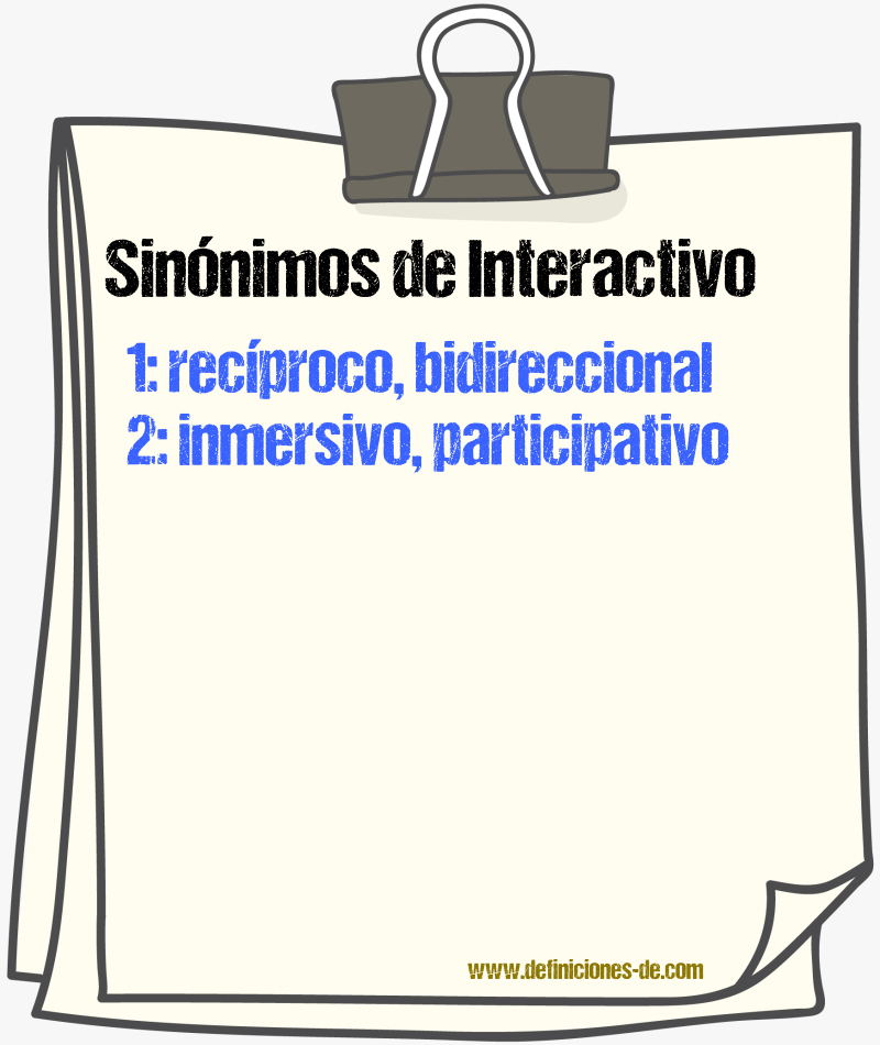 Sinónimos de interactivo