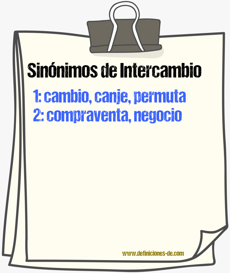 Sinnimos de intercambio