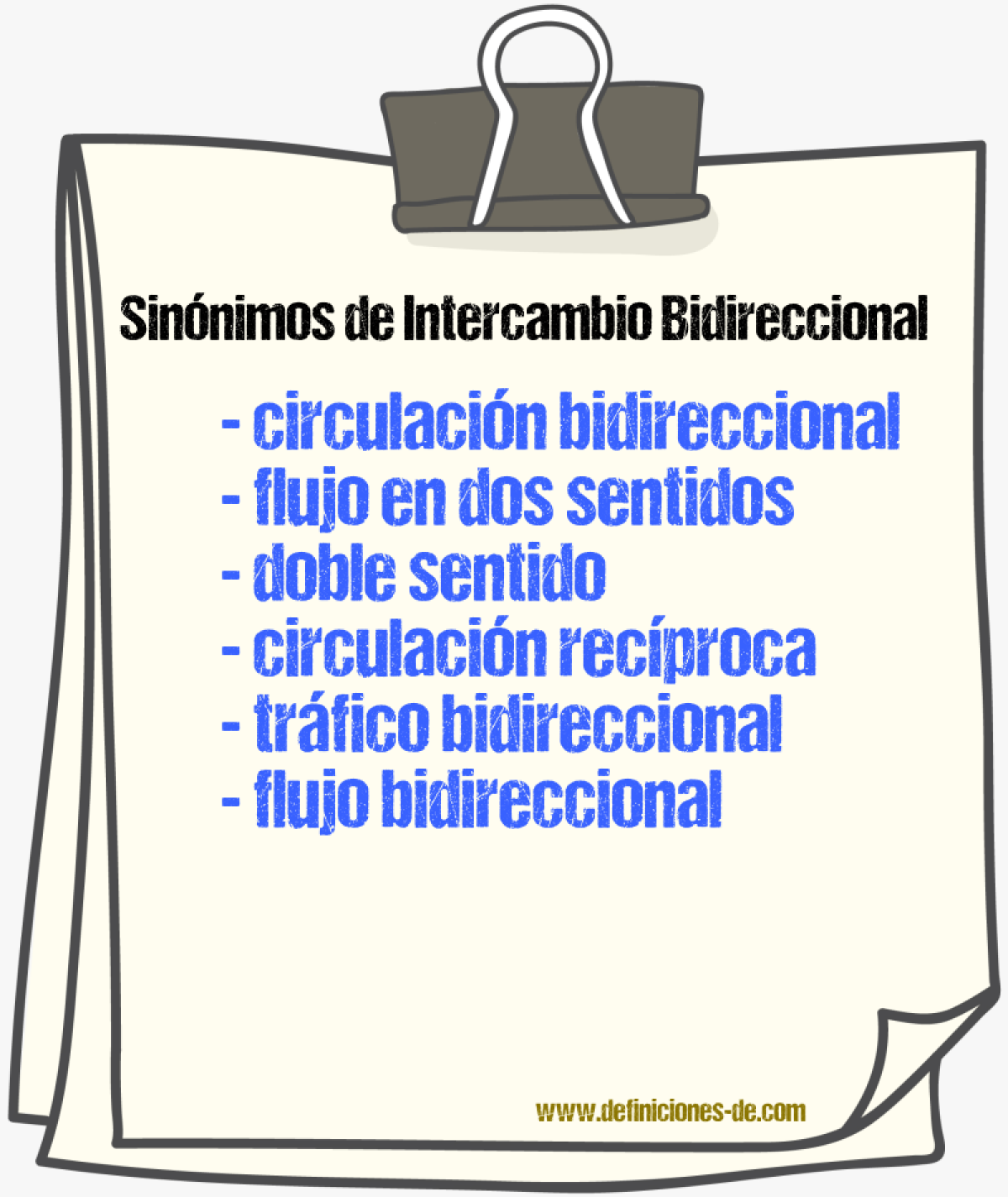Sinónimos de intercambio bidireccional