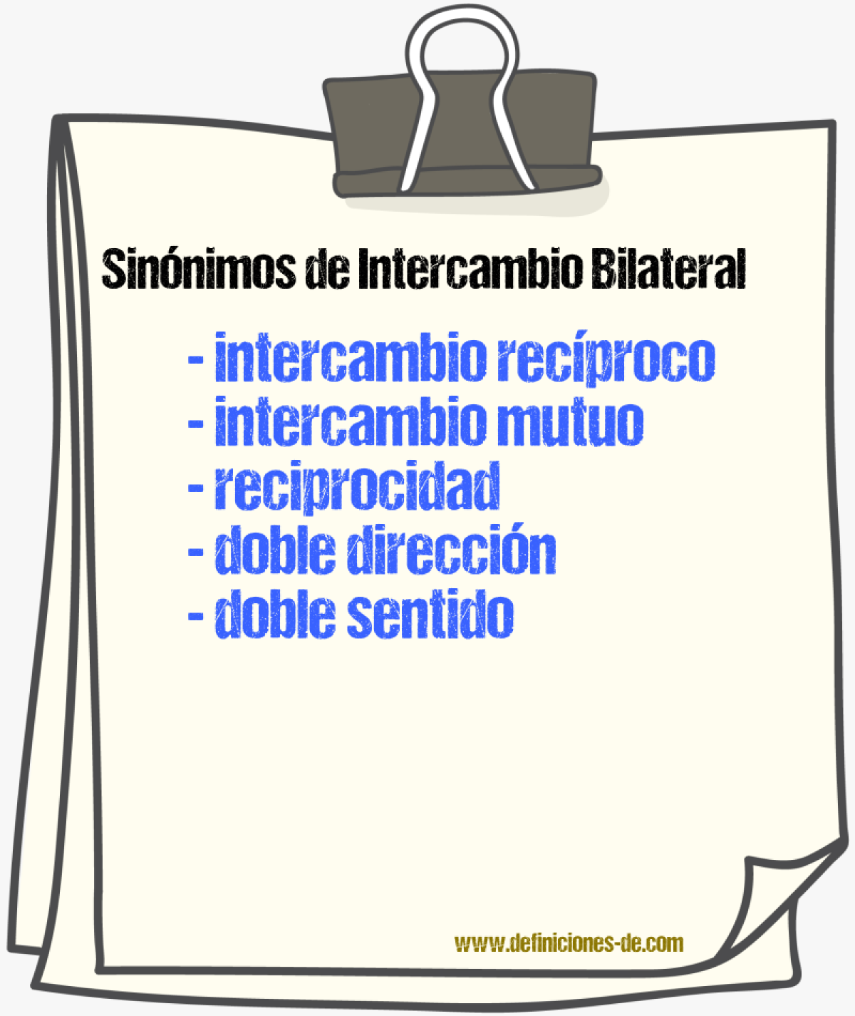 Sinónimos de intercambio bilateral