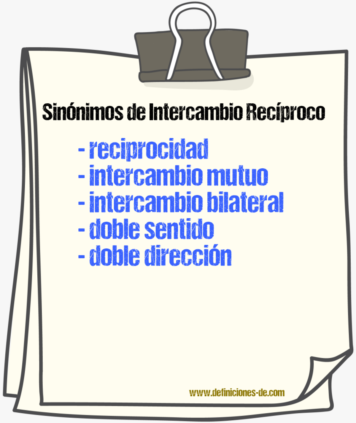 Sinónimos de intercambio recíproco