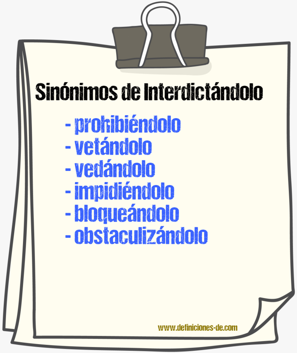 Sinónimos de interdictándolo