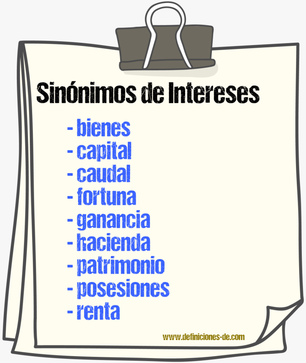 Sinnimos de intereses