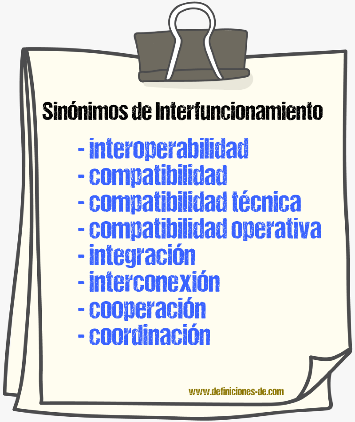 Sinónimos de interfuncionamiento