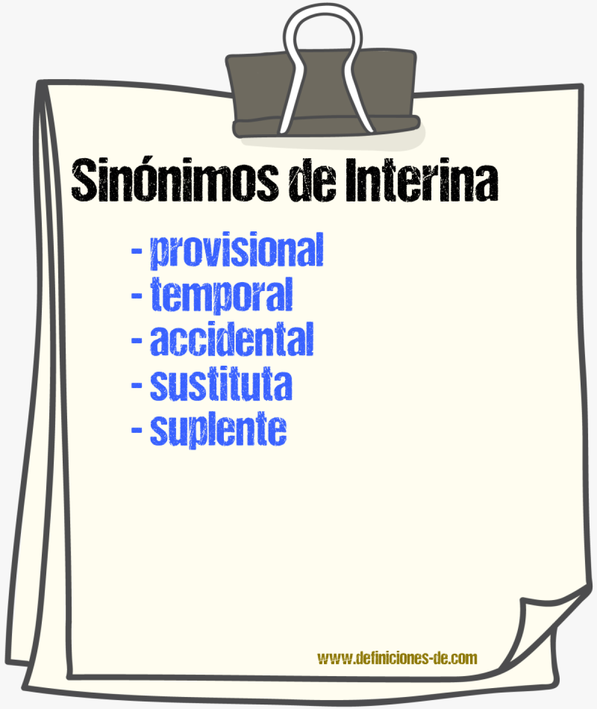 Sinónimos de interina