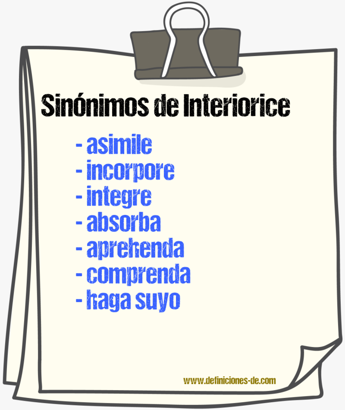 Sinónimos de interiorice
