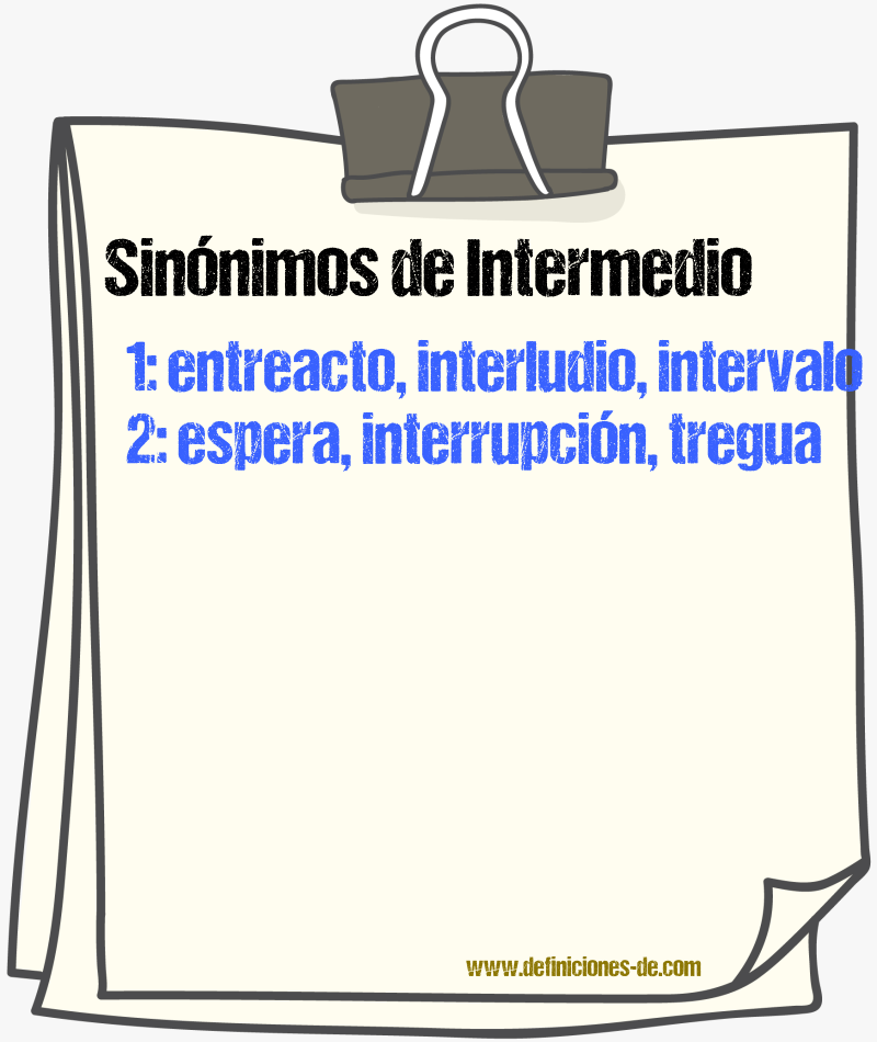 Sinnimos de intermedio