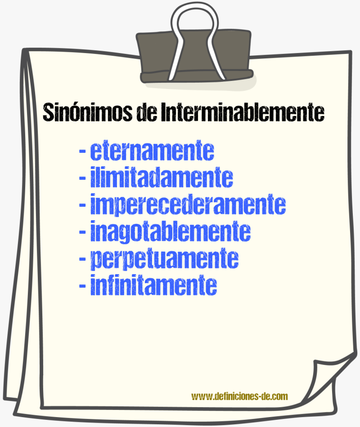 Sinnimos de interminablemente