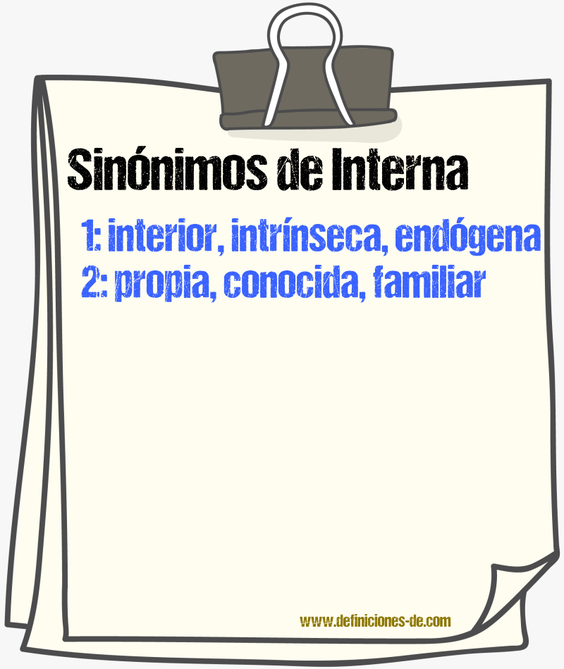 Sinónimos de interna