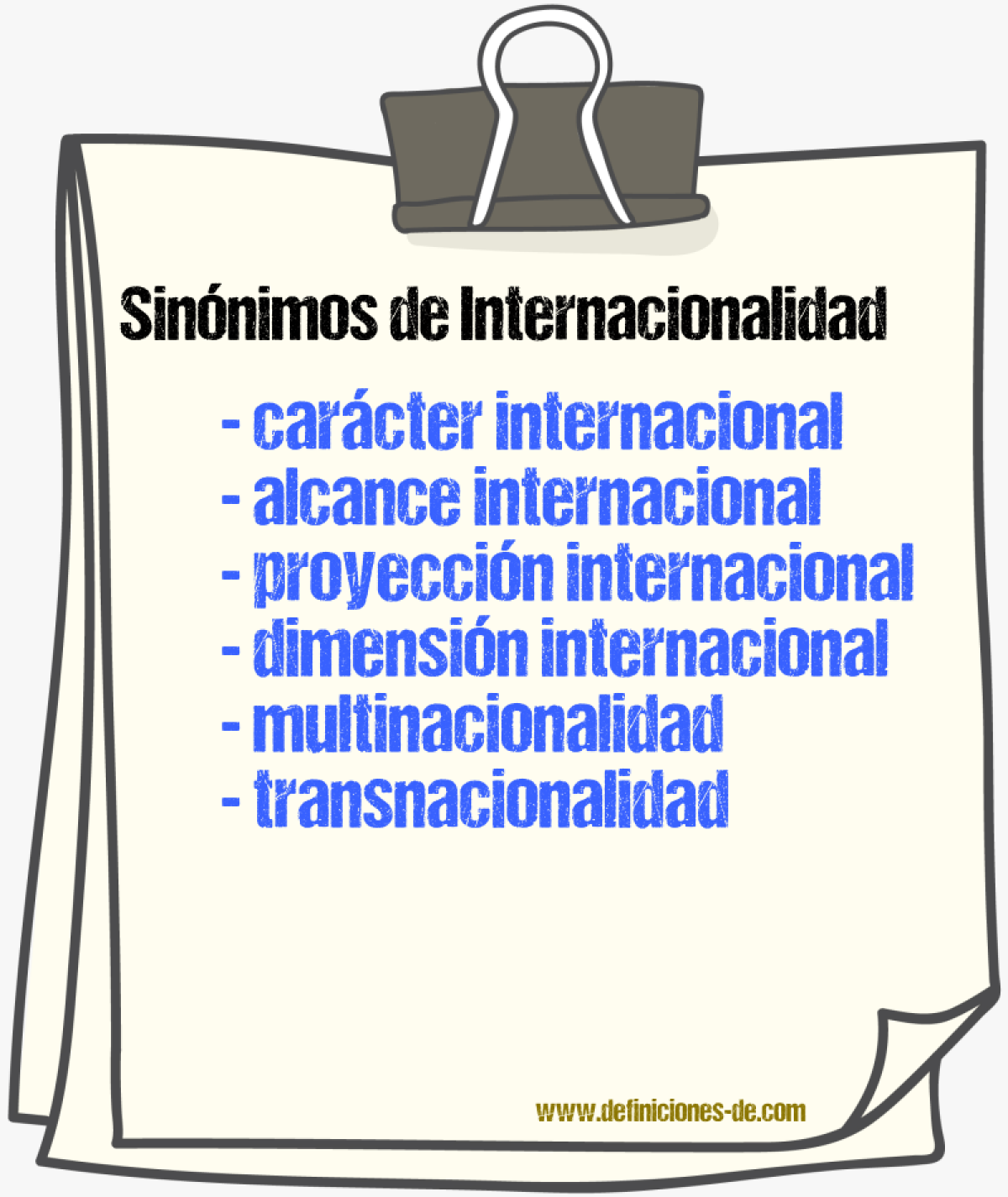 Sinónimos de internacionalidad