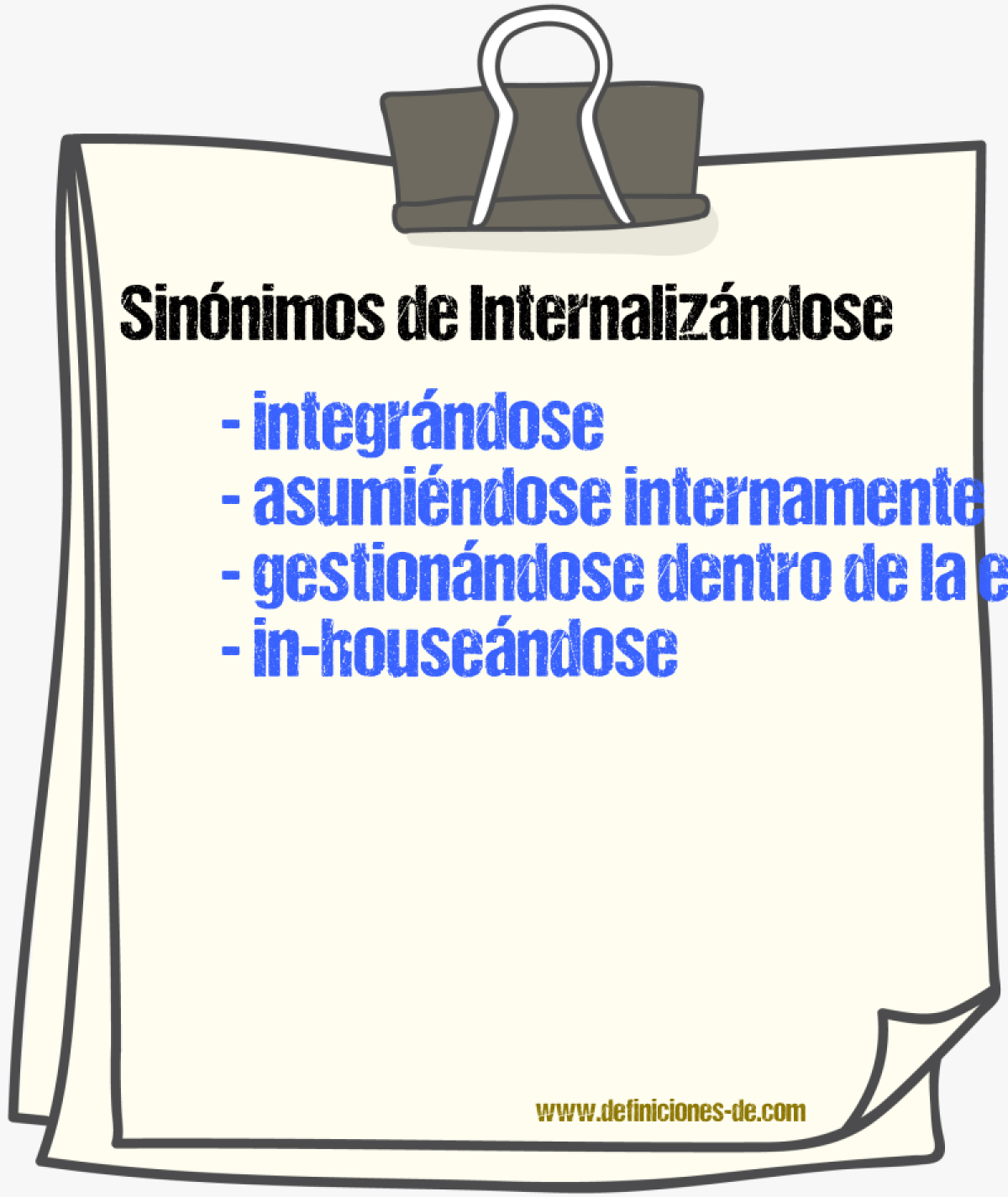 Sinónimos de internalizándose