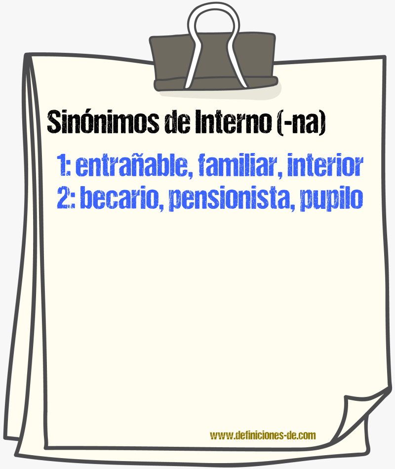 Sinnimos de interno