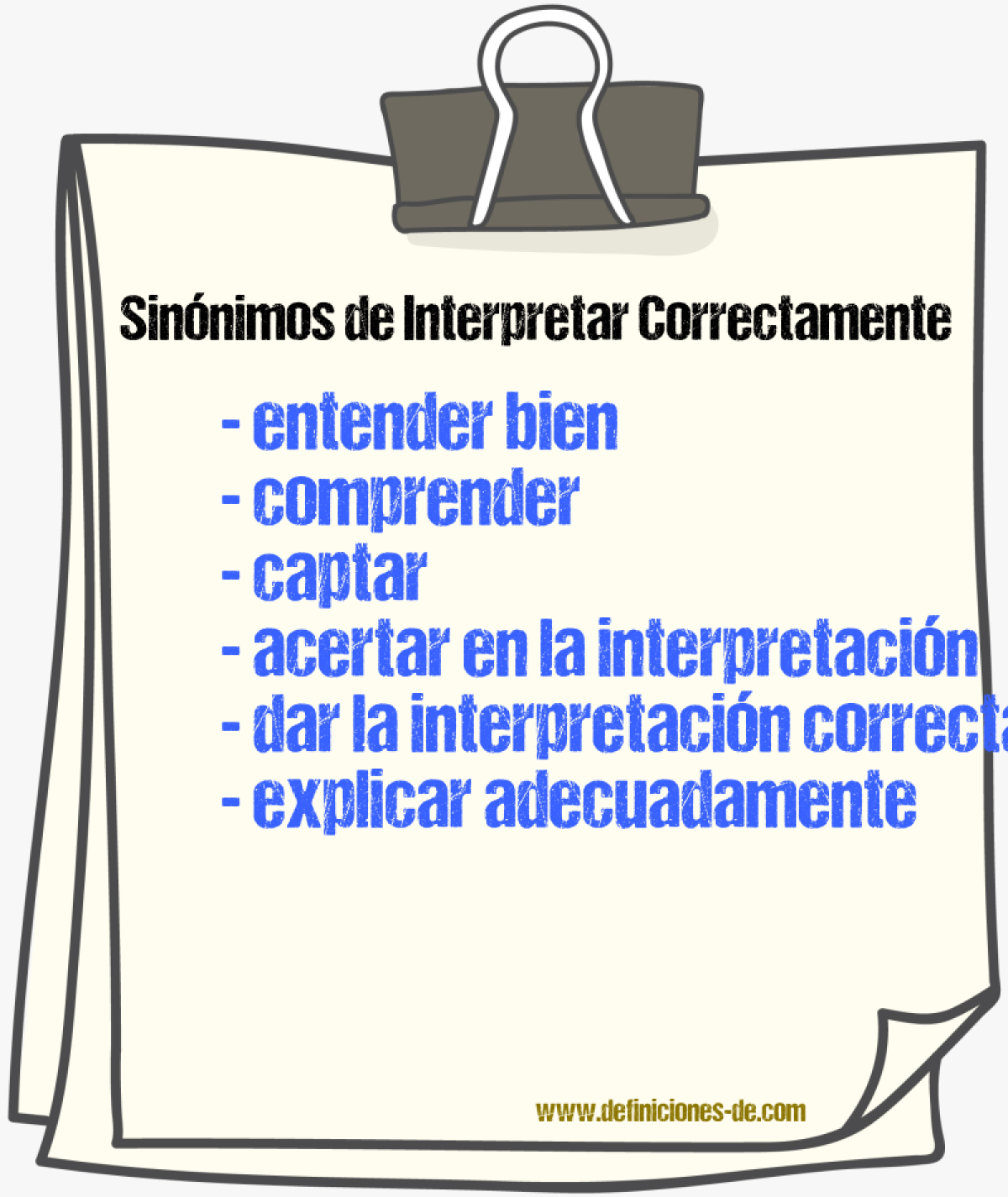 Sinónimos de interpretar correctamente