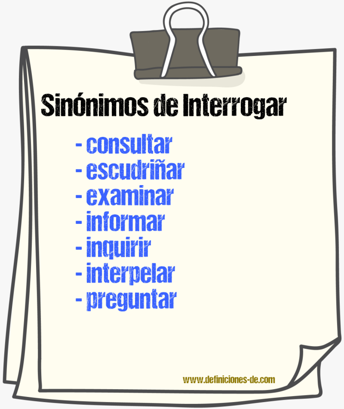 Sinnimos de interrogar