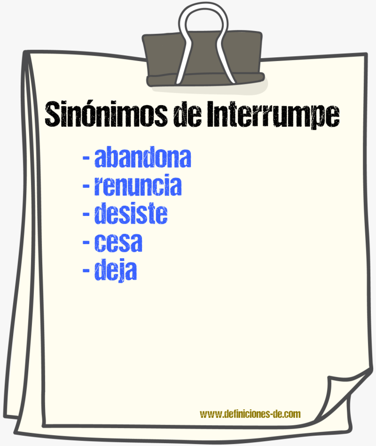Sinónimos de interrumpe