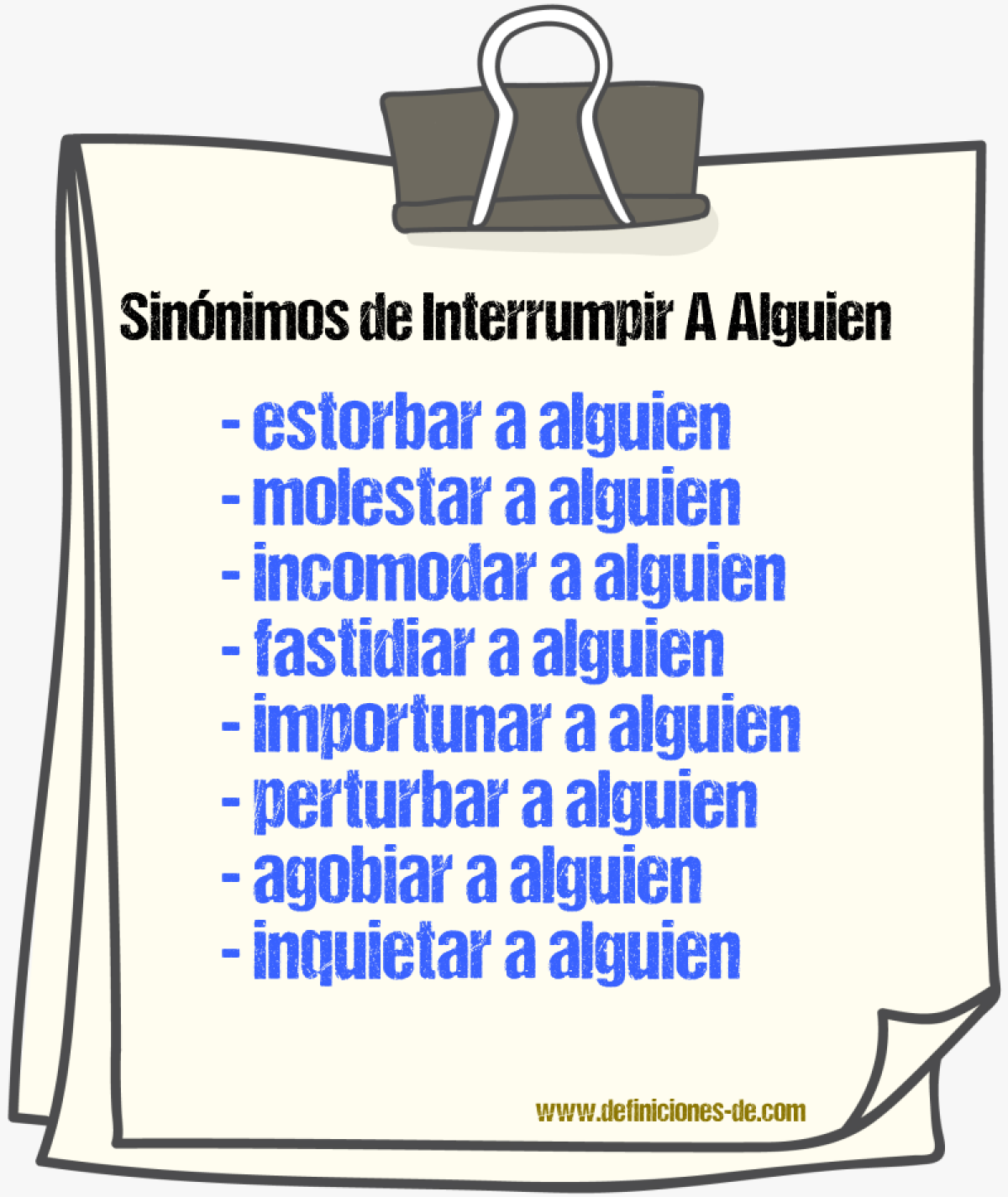 Sinónimos de interrumpir a alguien