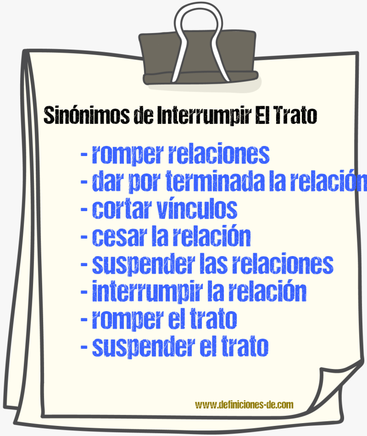 Sinónimos de interrumpir el trato