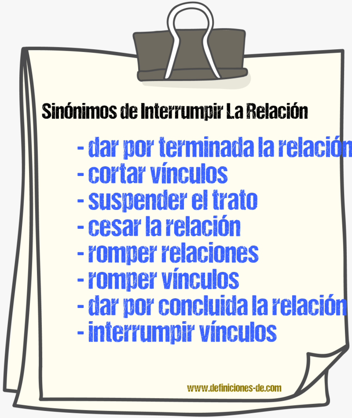 Sinónimos de interrumpir la relación