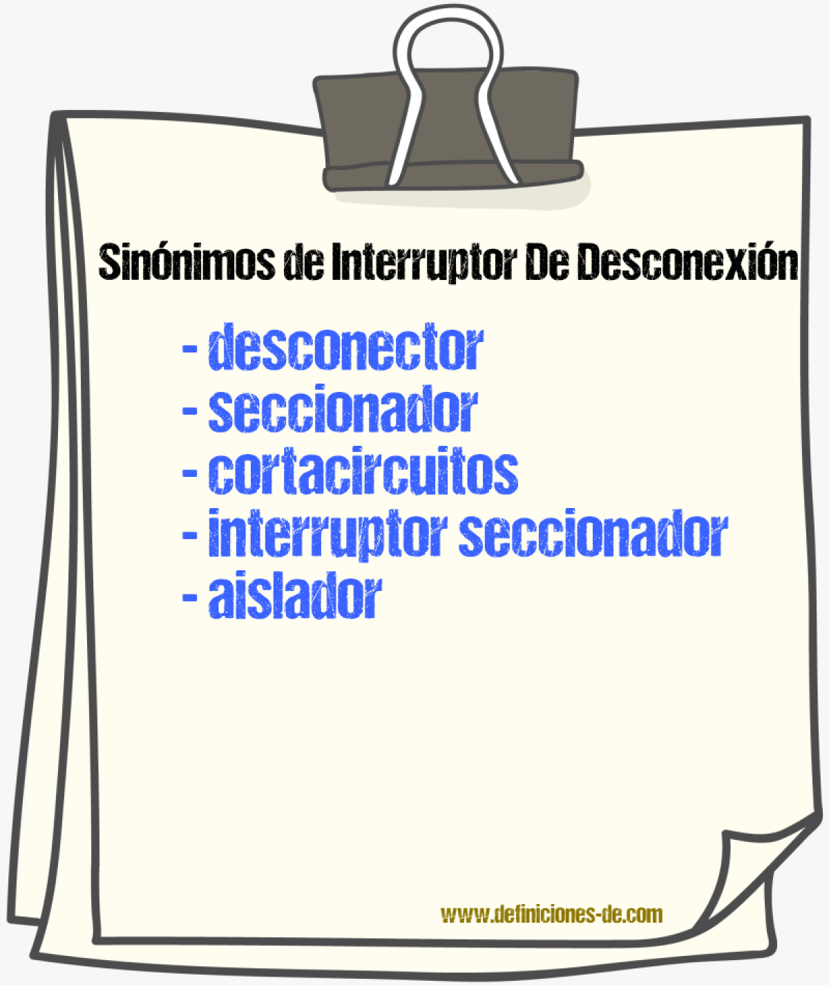 Sinónimos de interruptor de desconexión