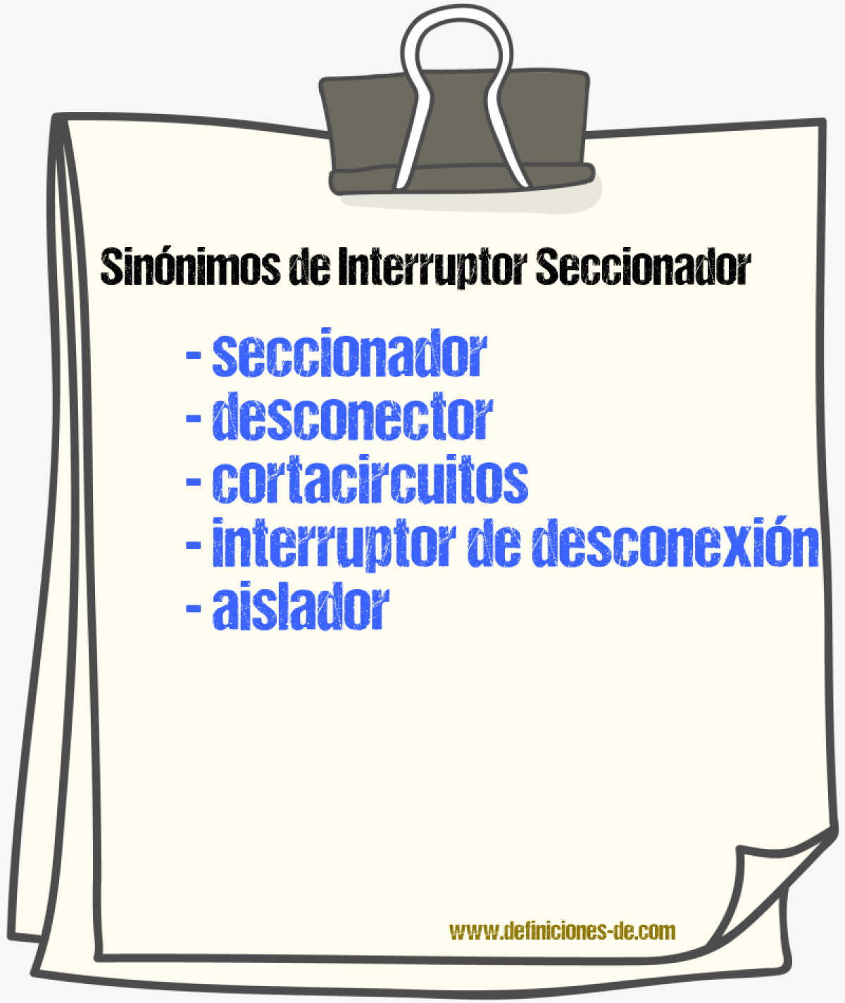 Sinónimos de interruptor seccionador