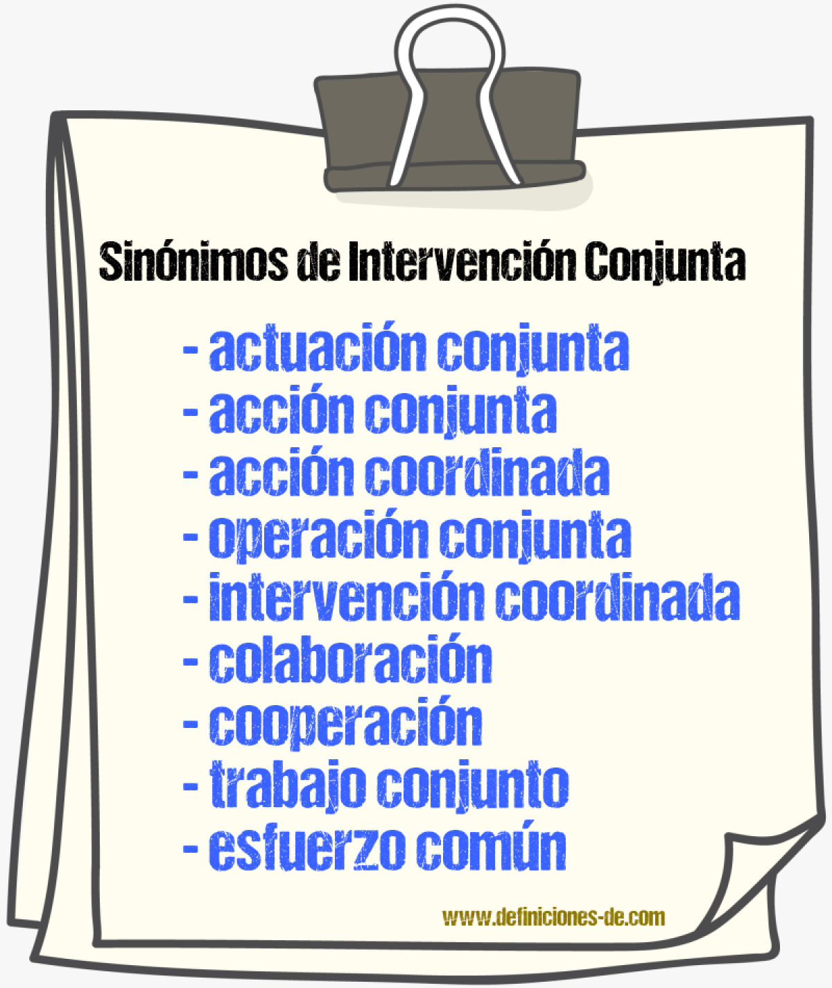Sinónimos de intervención conjunta