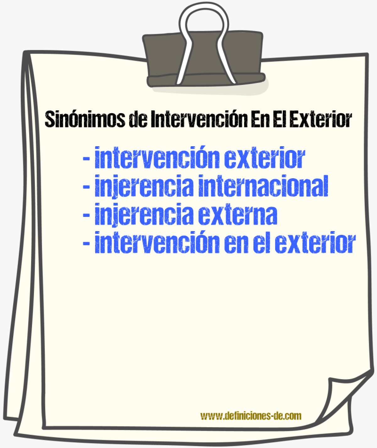 Sinónimos de intervención en el exterior