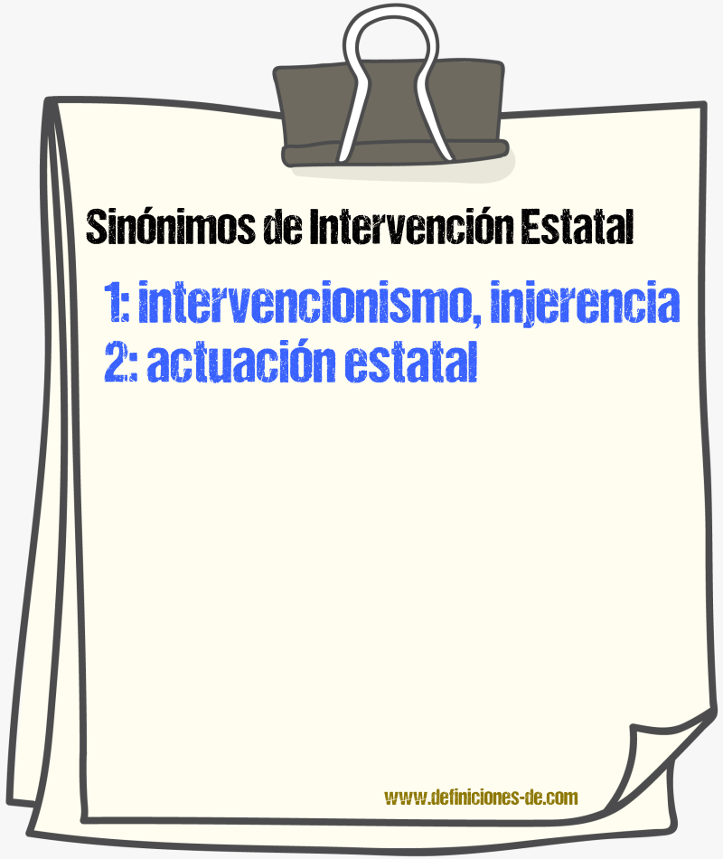 Sinónimos de intervención estatal