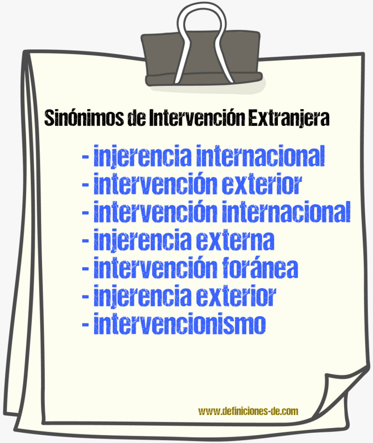 Sinónimos de intervención extranjera