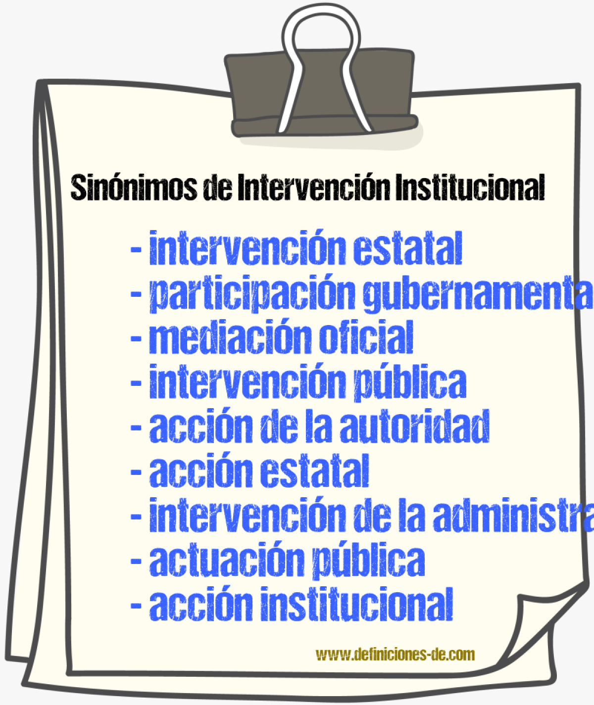 Sinónimos de intervención institucional