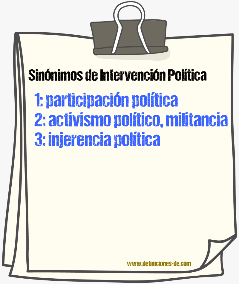 Sinónimos de intervención política