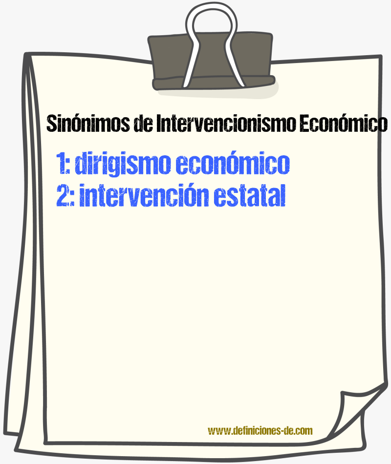 Sinónimos de intervencionismo económico