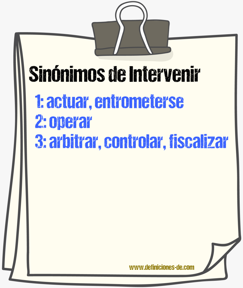 Sinnimos de intervenir