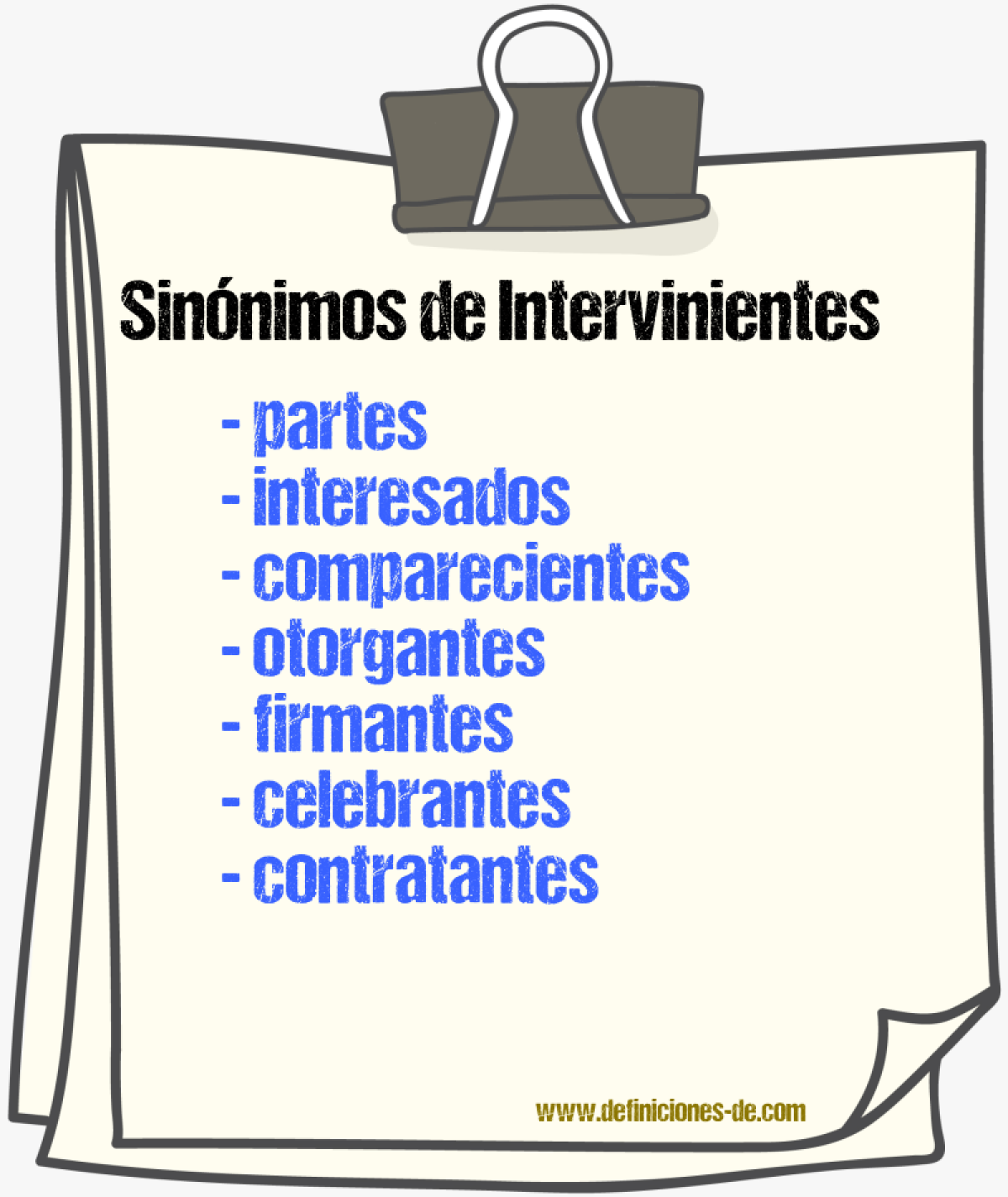 Sinónimos de intervinientes