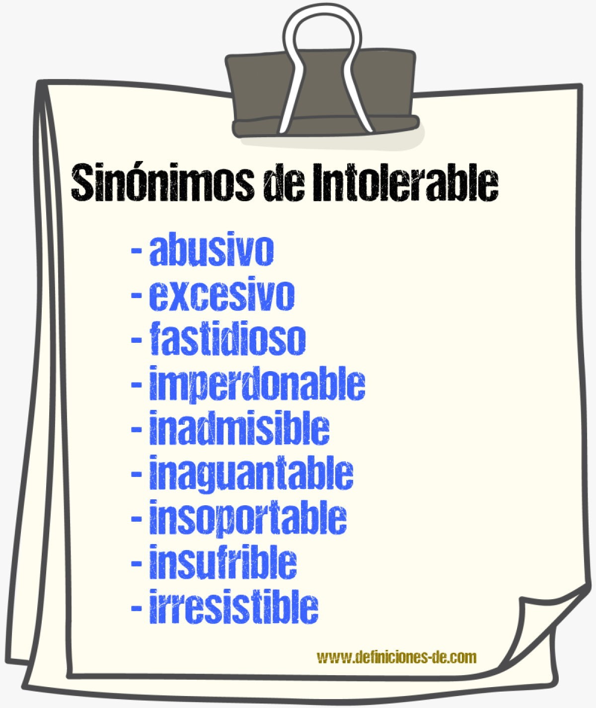Sinónimos de intolerable