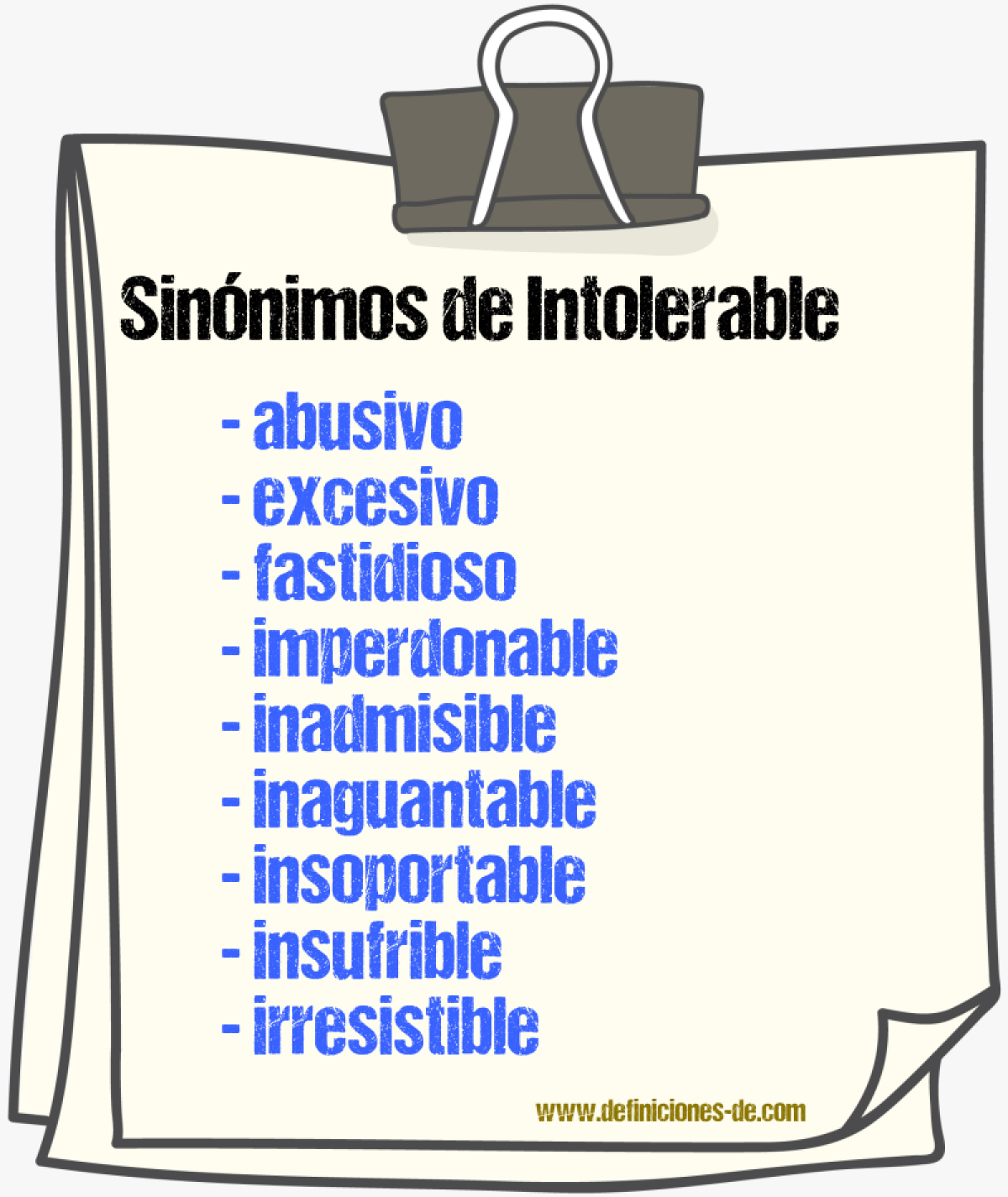 Sinnimos de intolerable