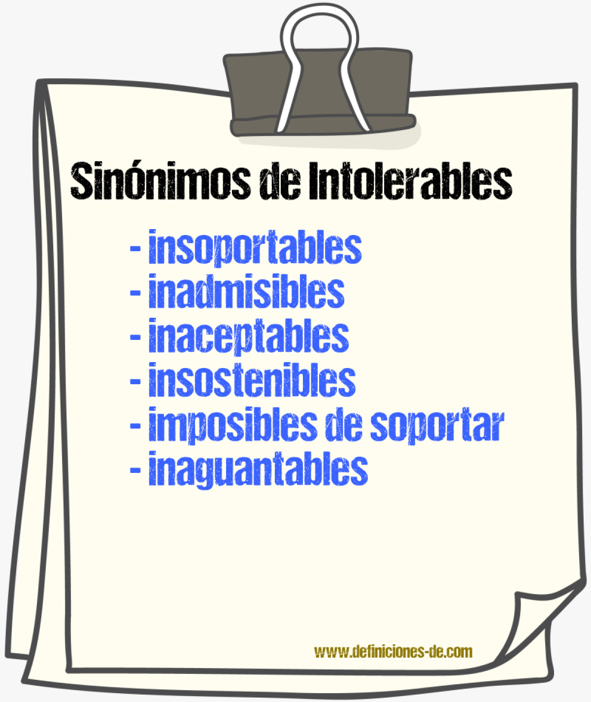 Sinónimos de intolerables