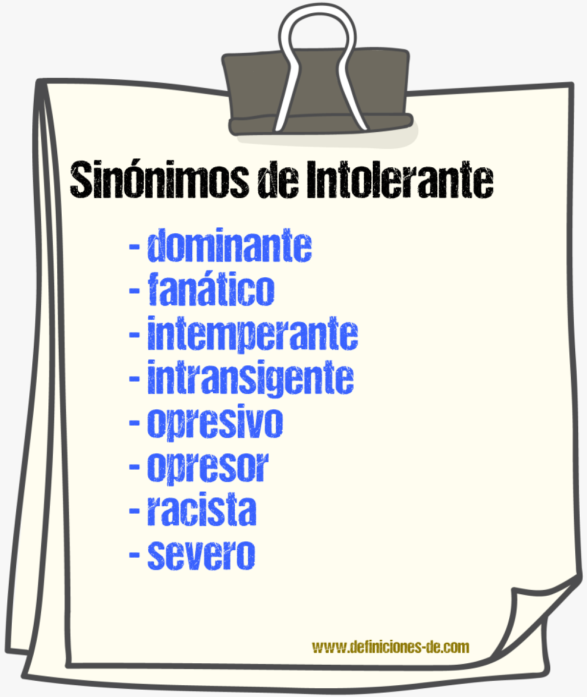 Sinnimos de intolerante