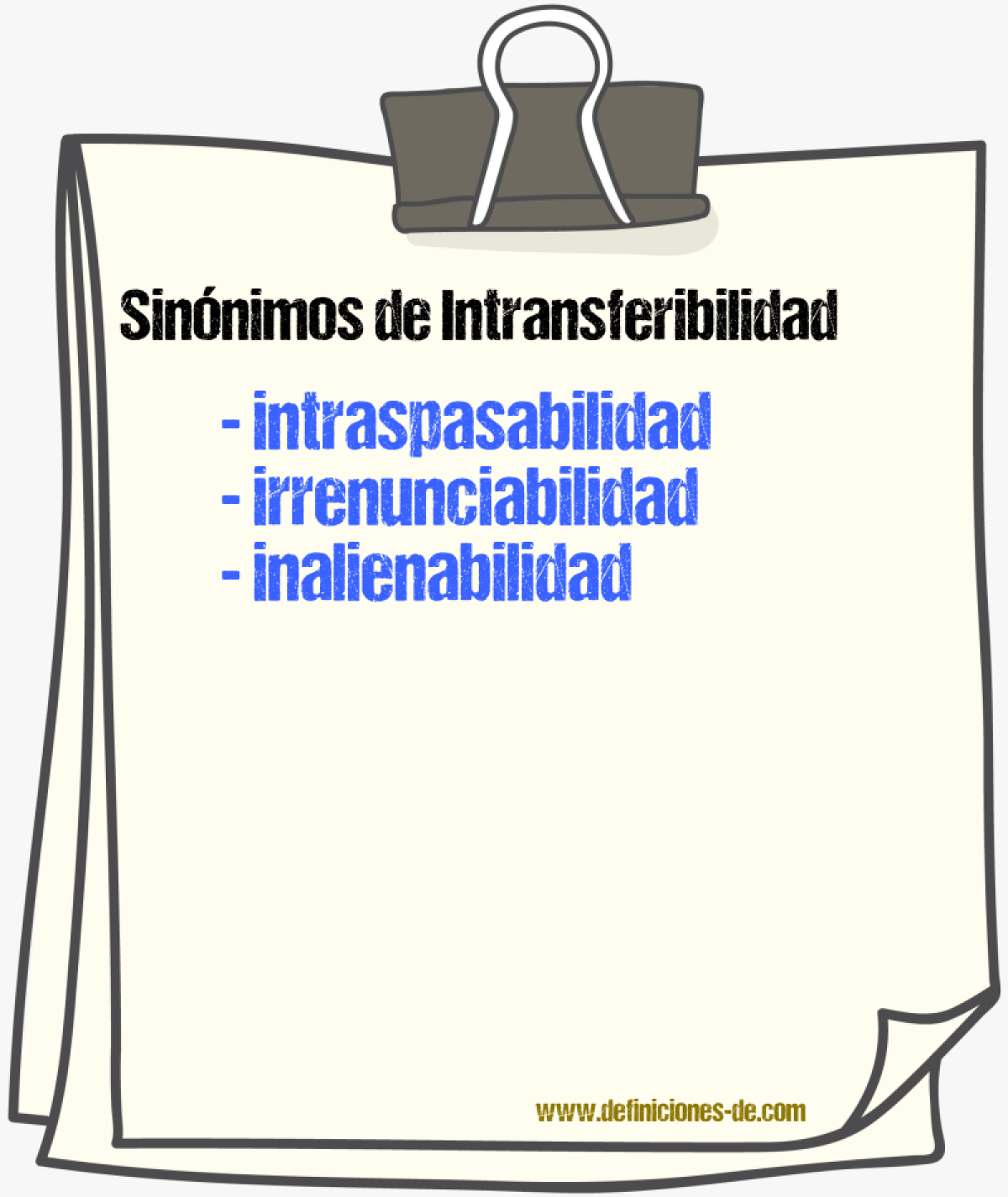 Sinnimos de intransferibilidad