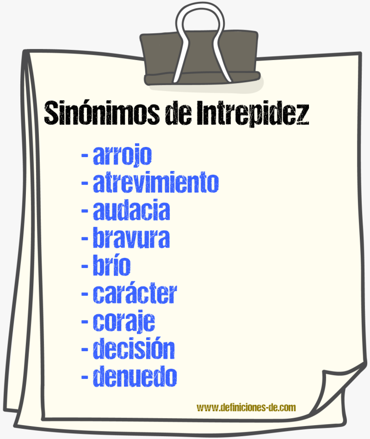 Sinnimos de intrepidez