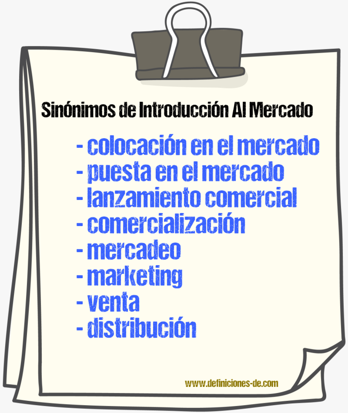 Sinónimos de introducción al mercado