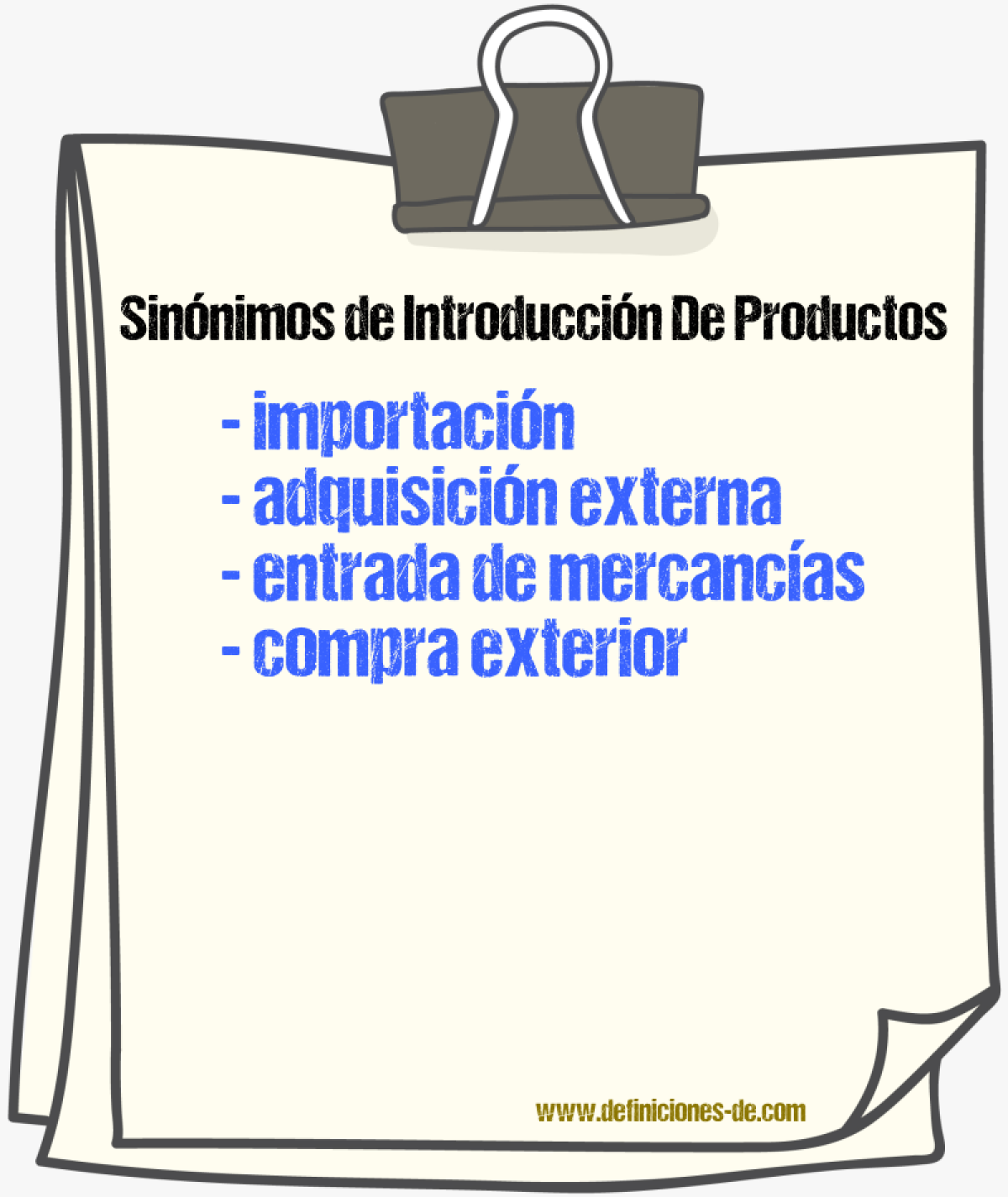 Sinónimos de introducción de productos