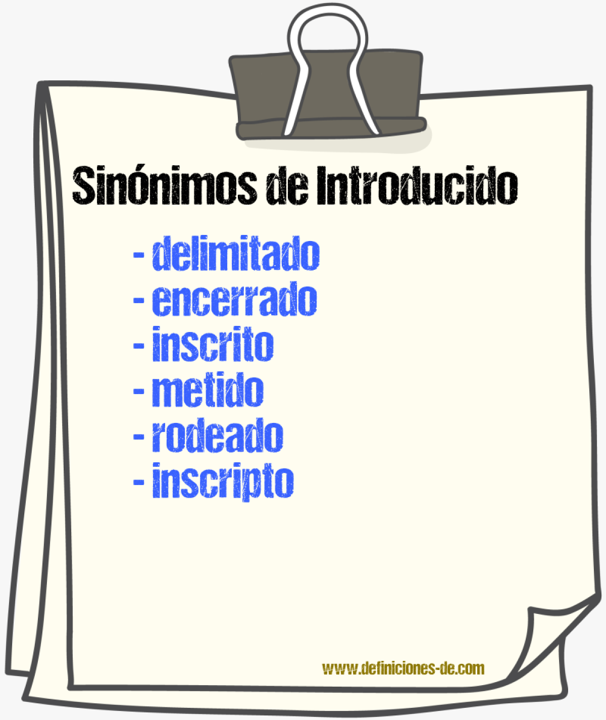 Sinnimos de introducido